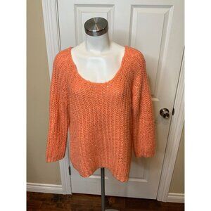 Knitted & Knotted Anthropologie Sunstitch Chunky Knit Orange Sweater, Size XL